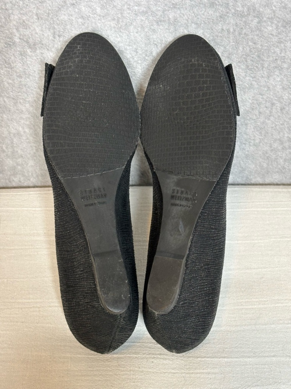 Stuart Weitzman Bucalina Textured Buckle Wedge Shoes-Black-Women Size 6.5 - Picture 8 of 11